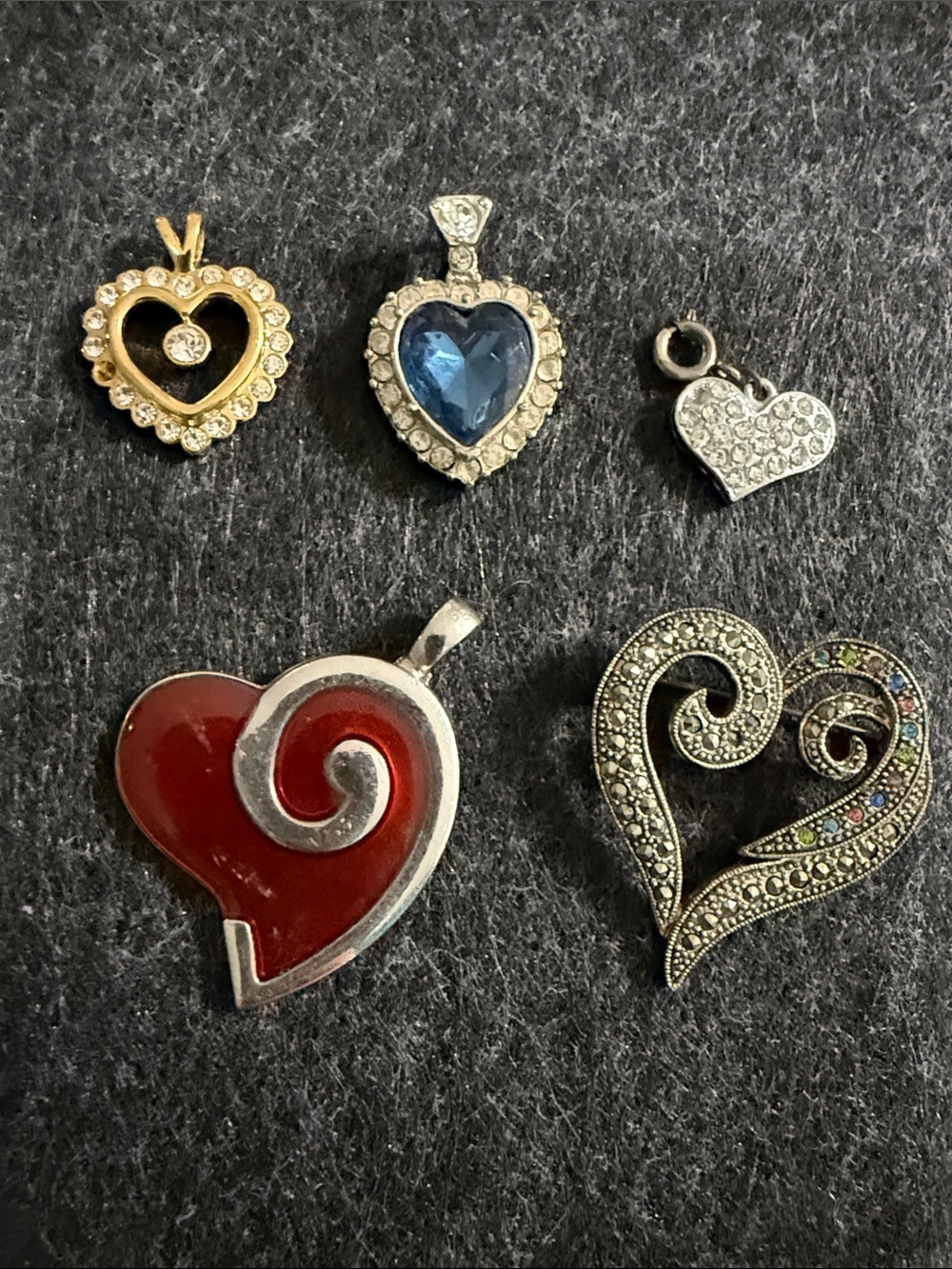 Heart Pendant Collection - Red, Blue, Gold, Silver Hearts